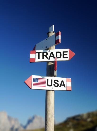 USA and trade war concept stock photo
