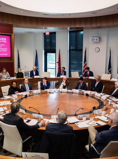 Attendees of the Fiscal Policy Initiative Conference are seen in Annenberg Conference Room at the Hoover Institution on March 10, 2025. (Patrick Beaudouin) 