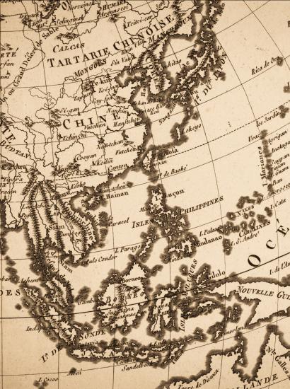 Old world map, Japan and East Asia stock photo