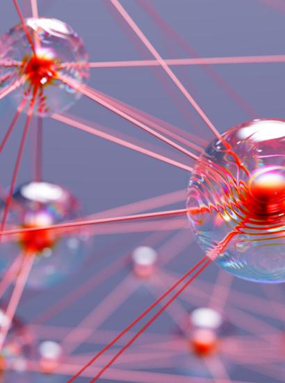 Abstract connection glass spheres stock photo