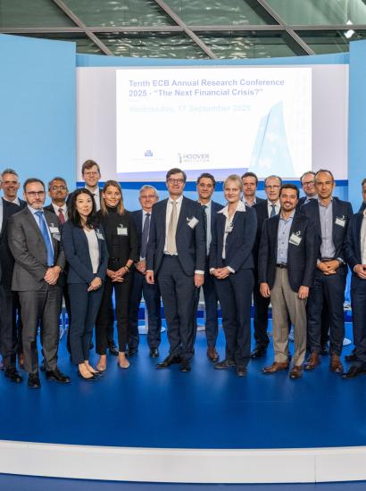 Scholars from across the United States and European Union participated in the Tenth Annual ECB Research Conference on “The Next Financial Crisis?,” organized jointly with the Hoover Institution. Photo credit: Andrej Hanzekovic/ECB