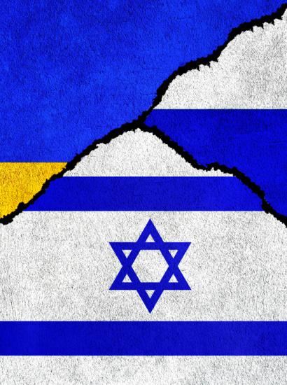 Diplomatic relations between Russia, Israel and Ukraine - stock illustration