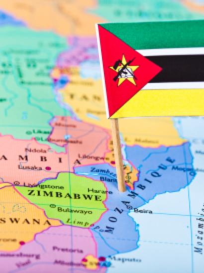 Map and flag of Mozambique stock photo