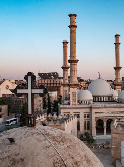 Coexistence between sects in Syria. stock photo