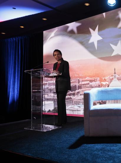 Hoover Institution Director Condoleezza Rice speaks at the Hoover Winter Meeting in Washington, DC, on February 23, 2026. (Eric Draper)