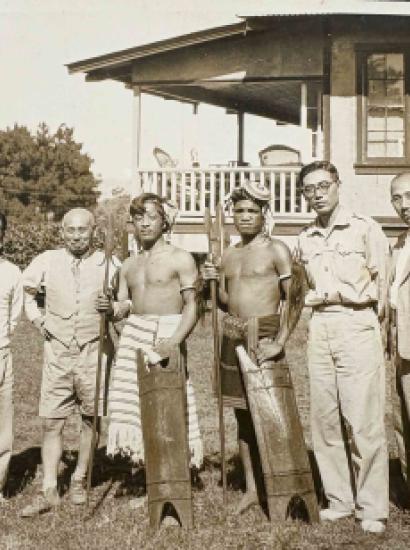 Guests to the Igorot community, November 29, 1943, featuring Ishizaka Yōjirō, a renowned Japanese novelist who was dispatched by the Japanese Army as a war correspondence writer