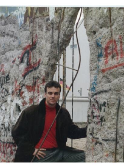 Andrew Nagorski at the Berlin Wall, early 1990, shortly after it fell