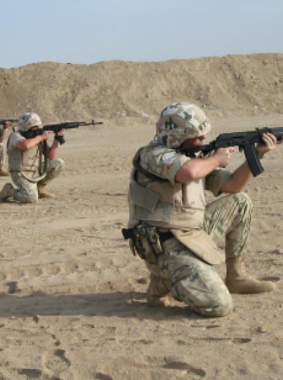 Polish troops at a shooting range.