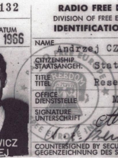 Radio Free Europe identity card of Andrzej Czechowicz (Andrzej Czechowicz Papers, Box 1, Hoover Institution Archives)