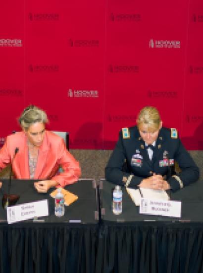 “A Hundred Years Later: Women and War Today” featured panelists Gil-li Vardi, Sarah Chayes, Colonel Jennifer G. Buckner, and Colonel Tracey Roou.