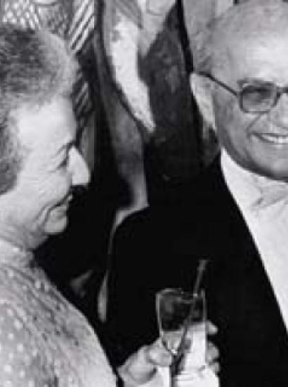 Rose and Milton Friedman at the Nobel ball, 1976