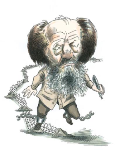 cartoon of Aleksandr Solzhenitsyn