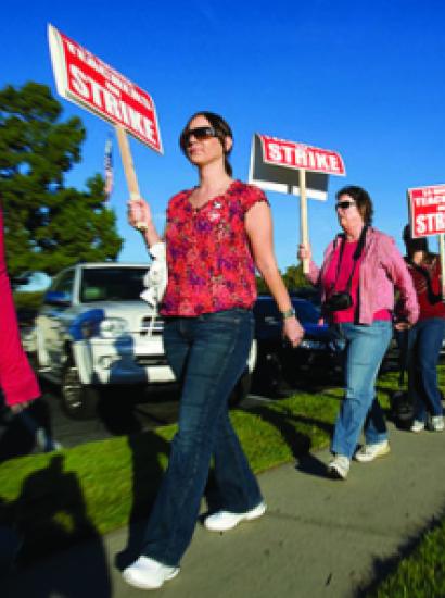 Teachers picket in La Habra last December