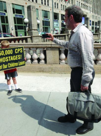 young child with sign