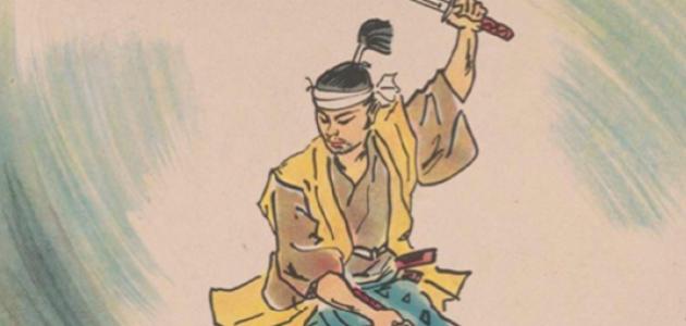 kamishibai card illustration showing a samurai weilding two swords.