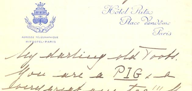 Handwritten letter on yellow paper from Grand Duchess to Princess Nina