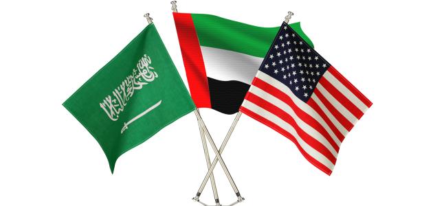 UAE, Saudi, and US flags