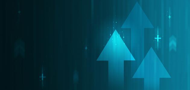 Economics graphic, arrows pointing up