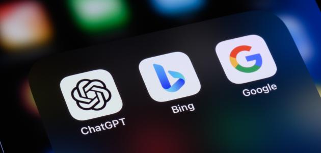 ChatGPT, Bing and Google stock photo