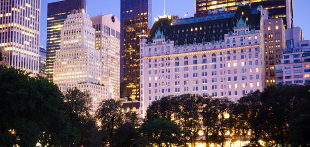 Plaza Hotel and other buildings as seen from Central Park stock photo