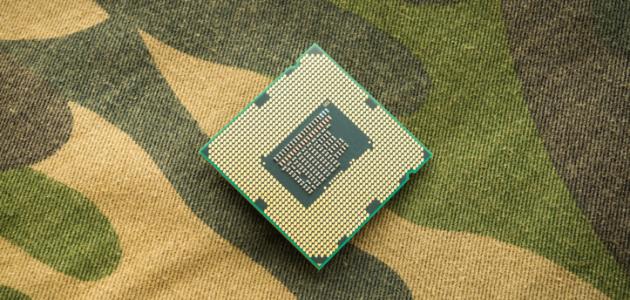 computer chip on camo background