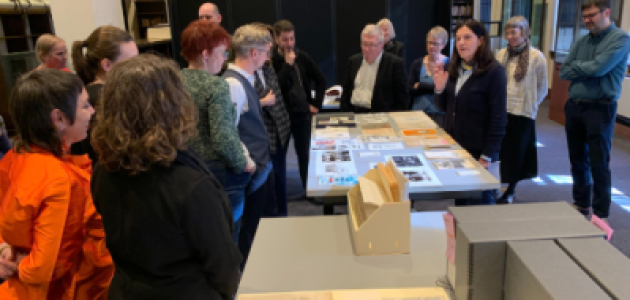 Katharina Friedla presenting archival material 