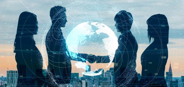 Global business concept. Shaking hands businessperson. stock photo
