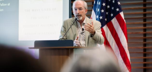 Benjamin Nathans, author of To the Success of Our Hopeless Cause, speaks about his now Pulitzer-winning book at the Hoover Institution on August 12, 2024. (Patrick Beaudouin)