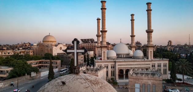 Coexistence between sects in Syria. stock photo