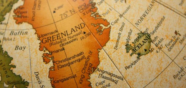 Old map depicting Greenland and Iceland stock photo