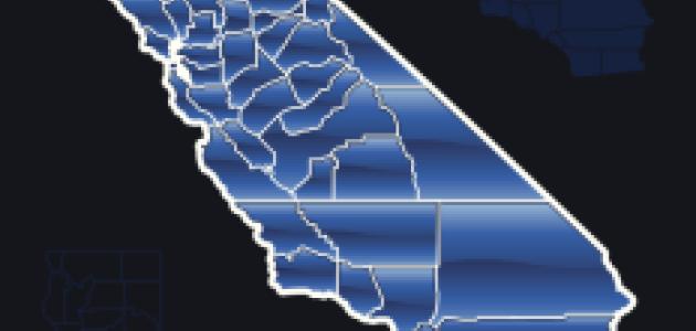 Blue map of California