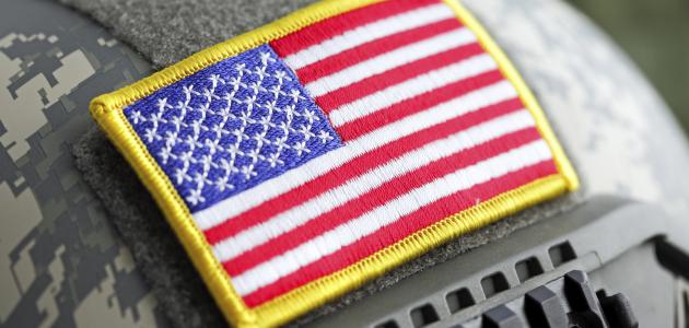 US flag on military helmet