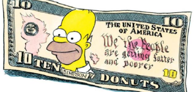 $10 bill with picture of Homer Simpson