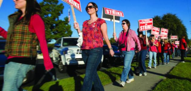 Teachers picket in La Habra last December