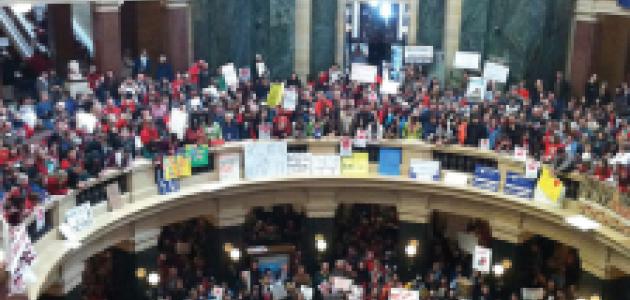 Protestors at Wisconsin capitol building