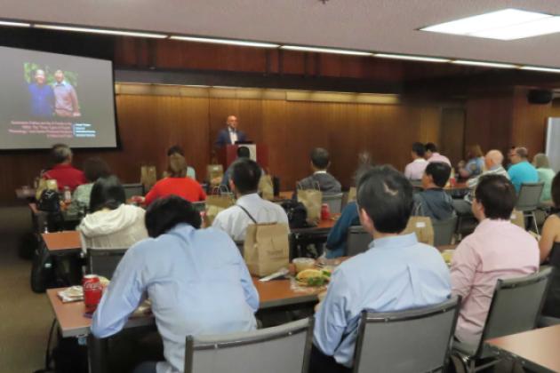 Joseph Torigian speaking in front of attendees of the Modern China & Taiwan workshop 2022