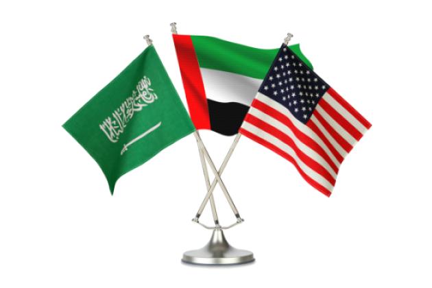 UAE, Saudi, and US flags
