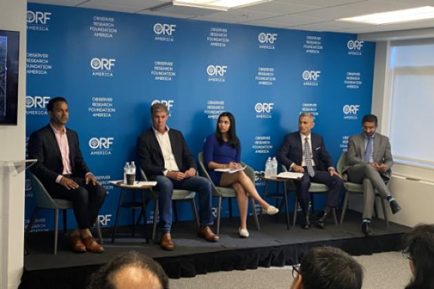 Hoover Institution and ORF panelist (right to left): Siddharth Iyer, Joseph Felter, Medha Prasanna (moderator), Paul Kapur, and Dhruva Jaishankar