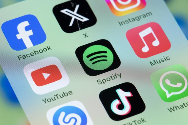 Phone screen with different social media platforms