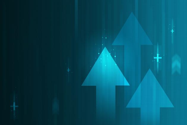 Economics graphic, arrows pointing up