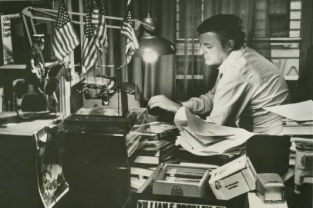 William F. Buckley Jr. at his typewriter