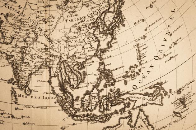 Old world map, Japan and East Asia stock photo