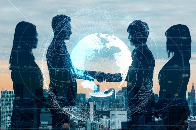 Global business concept. Shaking hands businessperson. stock photo