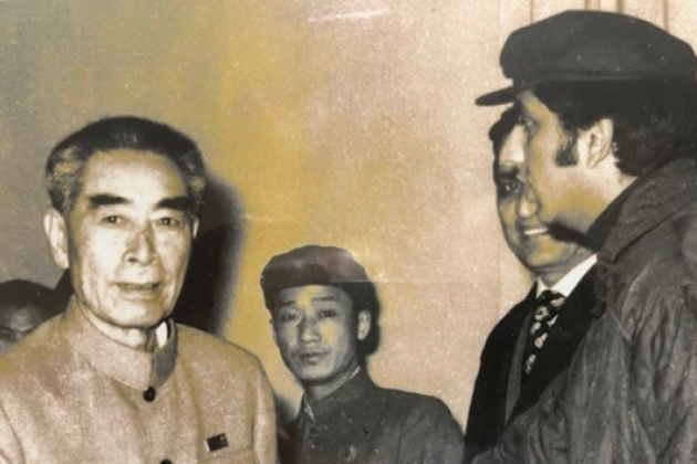 meeting Chou En Lai in Beijing January 1972, as producer of Pakistan TV coverage of President Zulfikar Ali Bhutto’s visit to China. 