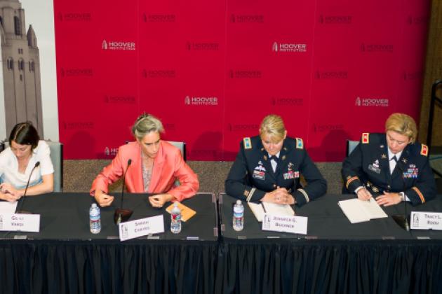 “A Hundred Years Later: Women and War Today” featured panelists Gil-li Vardi, Sarah Chayes, Colonel Jennifer G. Buckner, and Colonel Tracey Roou.