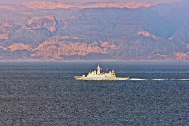 Navy boat patrolling in the Gulf of Aqaba