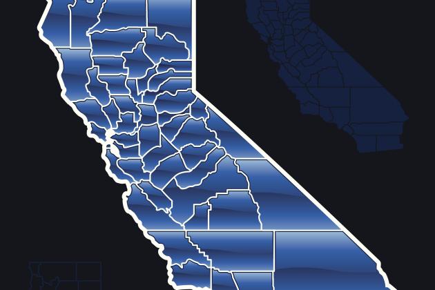 Blue map of California