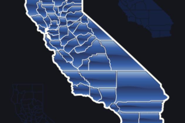 Blue map of California