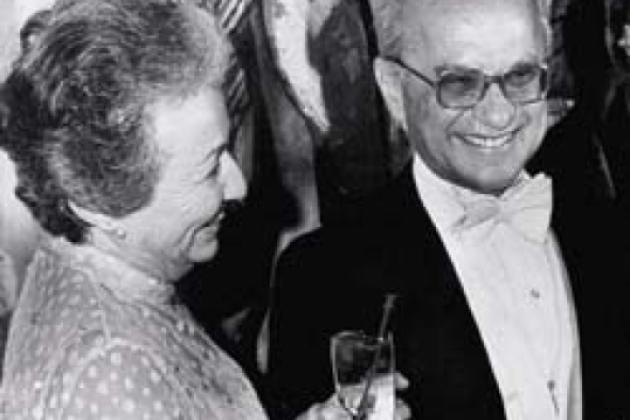 Rose and Milton Friedman at the Nobel ball, 1976