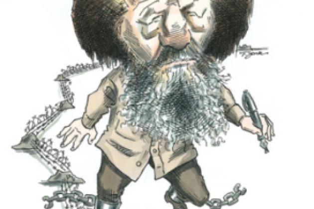 cartoon of Aleksandr Solzhenitsyn